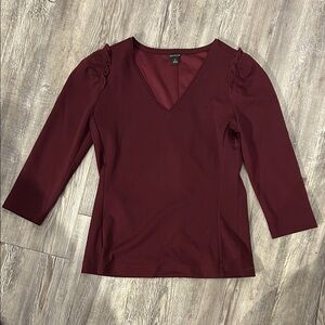 Ann Taylor Deep Red V-Neck Blouse